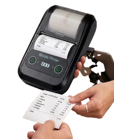 Nuvabill mobile printer printing a customer receipt
